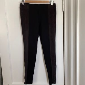 Nordstrom Black/Gray Faux Suede Panel Leggings - S